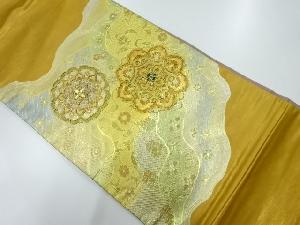 リサイクル　金彩螺鈿道長取りに華紋模様織出し袋帯